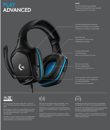 Auroculares Gaming Logitech G432 - Anantta