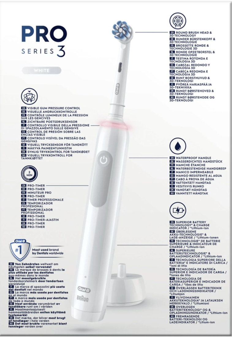 Cepillo De Dientes Eléctrico Recargable Oral-B Pro 3 Cuidado De Encías Profesional - Anantta