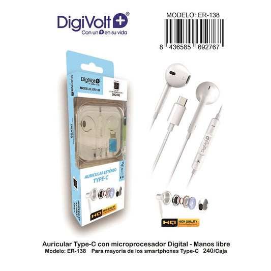 Auriculares DigiVolt ER-138 Blancos - Anantta