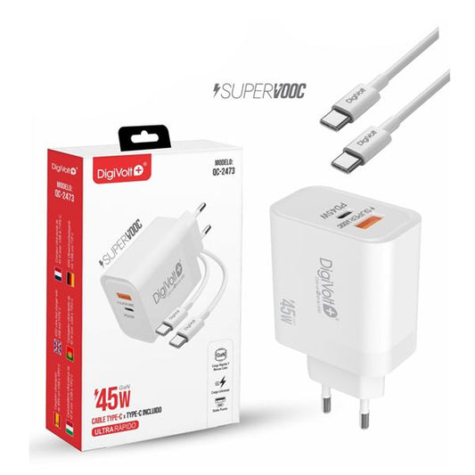 Cargador DigiVolt QC-2473 Blanco - Anantta